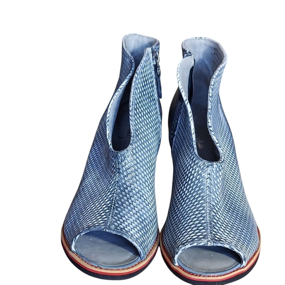 Tsakiris Mallas Greek Designer Leather Peep Toe Ankle Booties EU - Picture 11 of 15